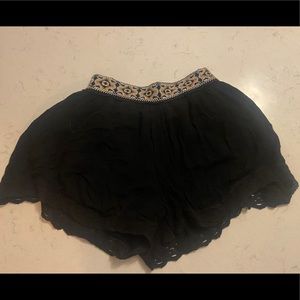 Free People High Waisted Black Flowy Shorts